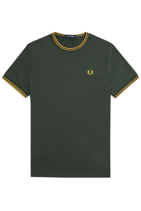 Fred Perry Ανδρική Κοντομάνικη Μπλούζα T-Shirt Twin Tipped M1588-Y22 Crt Grn/Hnycmb - Image 5