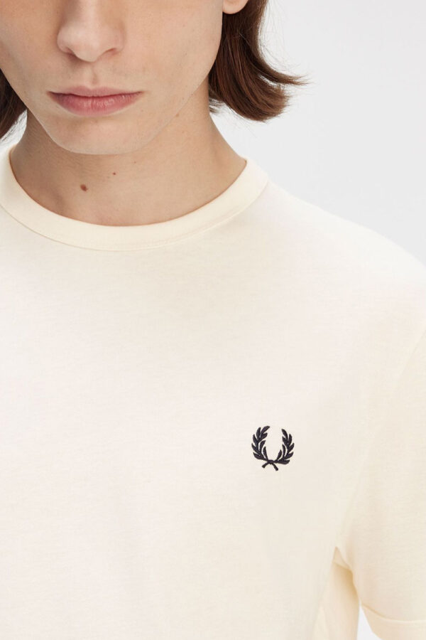 Fred Perry Ανδρική Κοντομάνικη Μπλούζα T-Shirt Ringer M3519-170 Ecru - Image 3