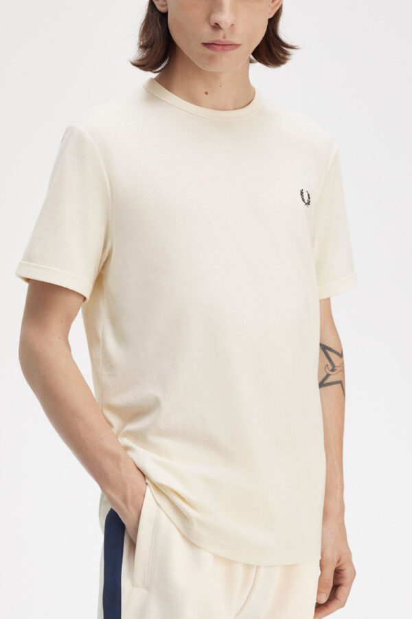 Fred Perry Ανδρική Κοντομάνικη Μπλούζα T-Shirt Ringer M3519-170 Ecru - Image 2