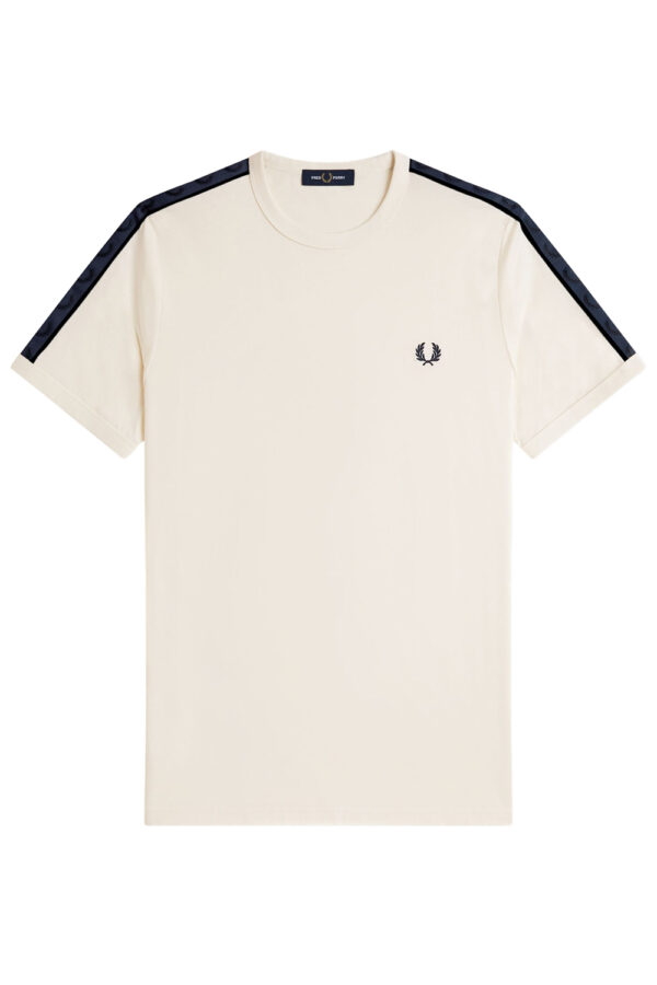 Fred Perry Ανδρική Κοντομάνικη Μπλούζα T-Shirt Contrast Tape Ringer M4613-170 Εcru - Image 5