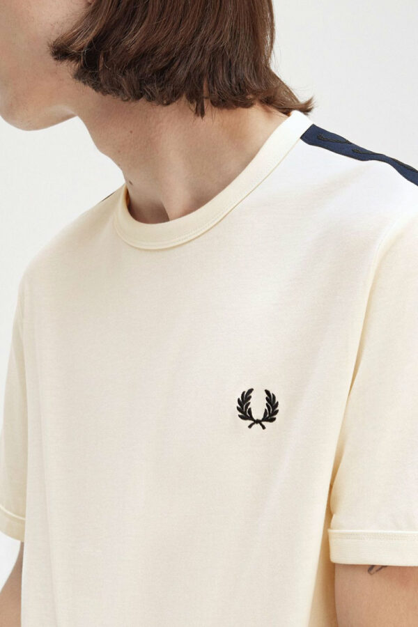 Fred Perry Ανδρική Κοντομάνικη Μπλούζα T-Shirt Contrast Tape Ringer M4613-170 Εcru - Image 2