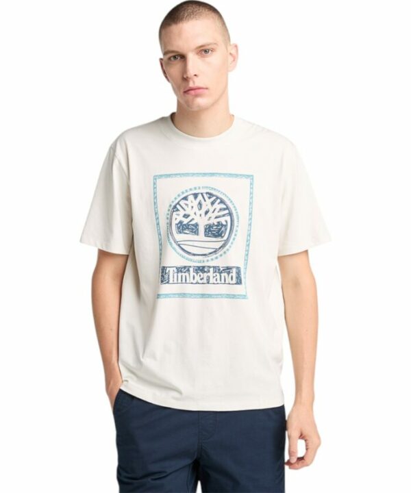 Timberland Ανδρική Κοντομάνικη Μπλούζα T-shirt Front Seasonal Stack Logo Tee TB0A6DHD-CM9 White