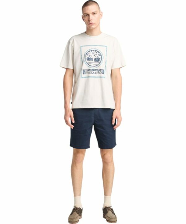 Timberland Ανδρική Κοντομάνικη Μπλούζα T-shirt Front Seasonal Stack Logo Tee TB0A6DHD-CM9 White - Image 2