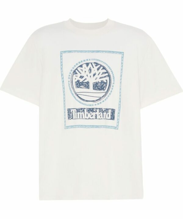 Timberland Ανδρική Κοντομάνικη Μπλούζα T-shirt Front Seasonal Stack Logo Tee TB0A6DHD-CM9 White - Image 5