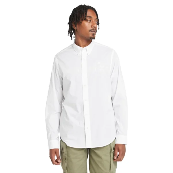 Timberland Ανδρικό Πουκάμισο LS Solid Poplin Shirt Regular TB0A6GRH-100 White