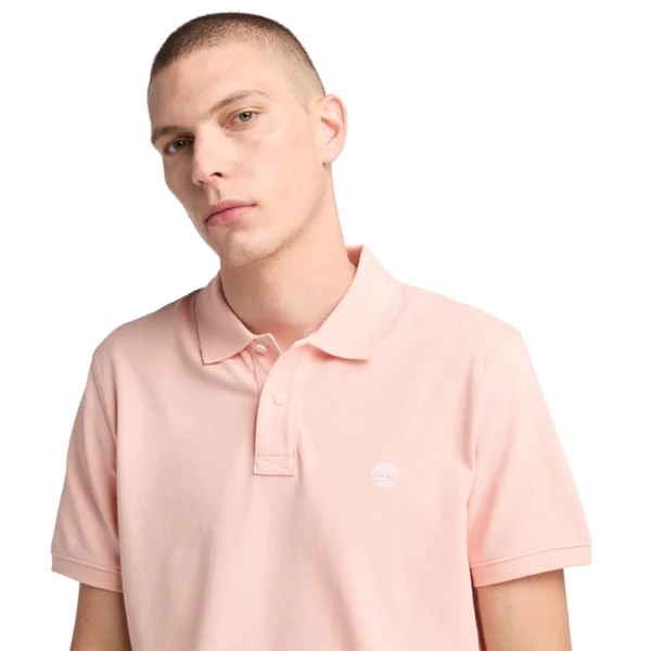 Timberland Ανδρική Μπλούζα SS Millers River Pique Polo TB0A6VDP-ERV Ροζ - Image 5