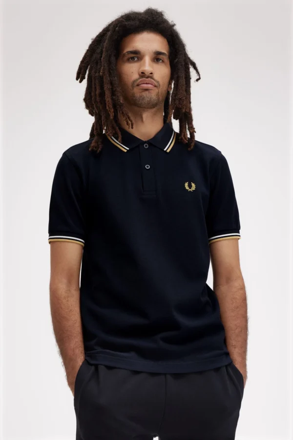 Fred Perry Ανδρική Μπλούζα Twin Tipped Polo M3600-W53 Navy/Ecru/Honeyc - Image 2