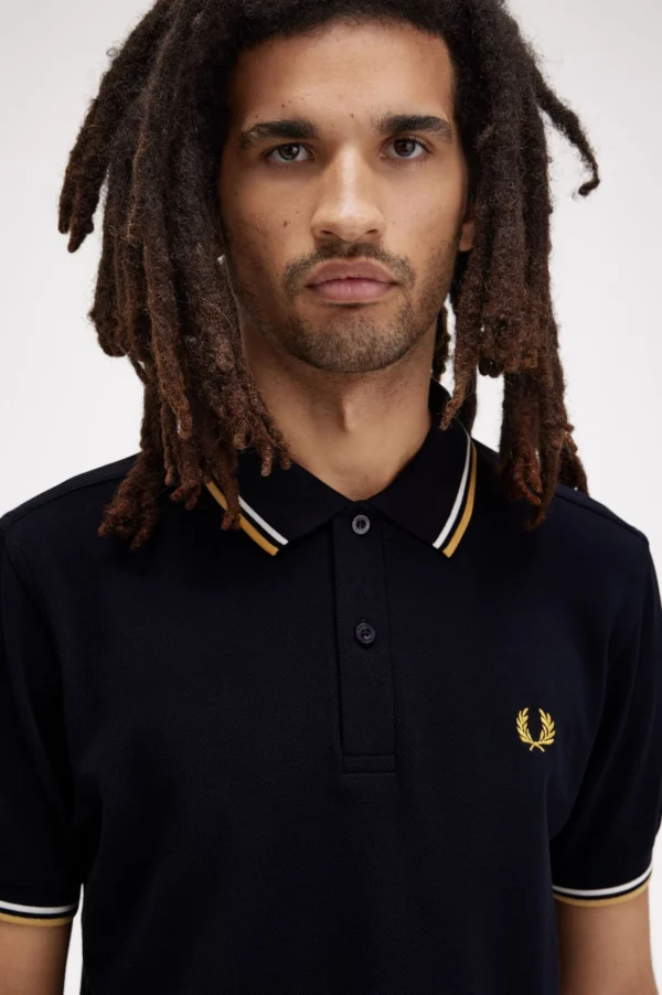 Fred Perry Ανδρική Μπλούζα Twin Tipped Polo M3600-W53 Navy/Ecru/Honeyc - Image 3