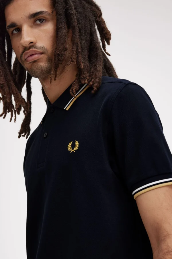 Fred Perry Ανδρική Μπλούζα Twin Tipped Polo M3600-W53 Navy/Ecru/Honeyc - Image 4