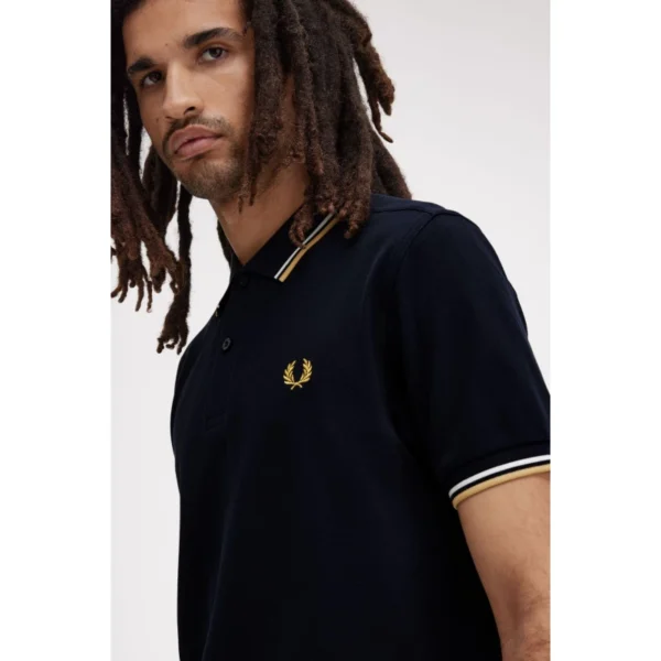 Fred Perry Ανδρική Μπλούζα Twin Tipped Polo M3600-W53 Navy/Ecru/Honeyc - Image 5