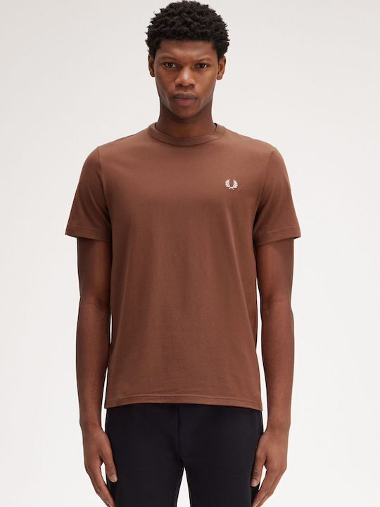 Fred Perry Ανδρικό T-shirt Crew Neck M1600-W52 Whisky Brown Porridge Marl