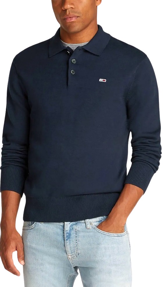Tommy Hilfiger Ανδρική Μακρυμάνικη Μπλούζα Polo Tjm Slim Essential Polo Sweater DM0DM20304-C1G Dark Night Navy