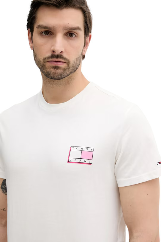 Tommy Hilfiger Ανδρικό T-shirt Tjm Slim Pop Color Flag Tee Ext DM0DM21577-YBL Ecru - Image 3