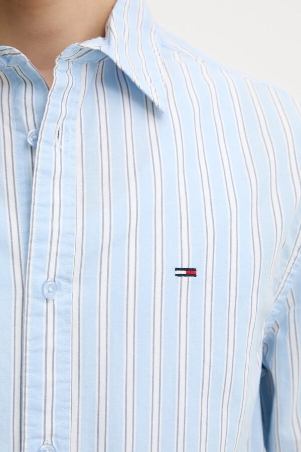 Tommy Hilfiger Ανδρικό Μακρυμάνικο Πουκάμισο Tjm Essnt Poplin Reg Shirt Ext DM0DM21693-C3Q Sweet Blue Stripes - Image 2
