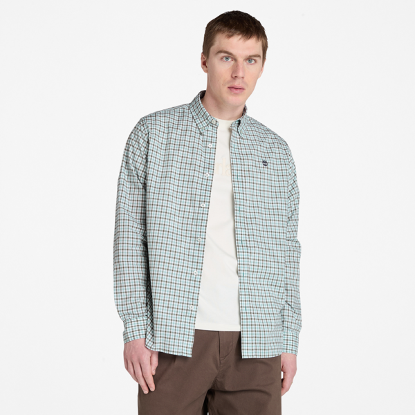 Timberland Ανδρικό Μακρυμάνικο Πουκάμισο Stretch Poplin Gingham Shirt TB0A5M2E-EYN Silver Blue Yd