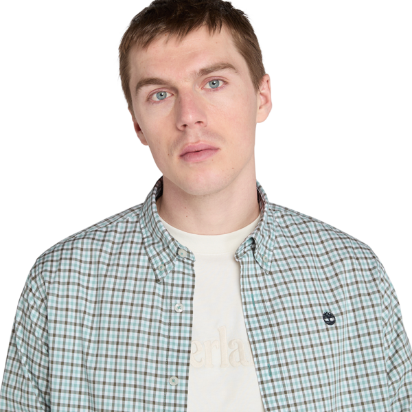 Timberland Ανδρικό Μακρυμάνικο Πουκάμισο Stretch Poplin Gingham Shirt TB0A5M2E-EYN Silver Blue Yd - Image 2