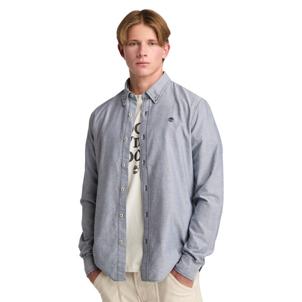 Timberland Ανδρικό Μακρυμάνικο Πουκάμισο Oxford Shirt TB0A6GPN-B68 Gray - Image 4