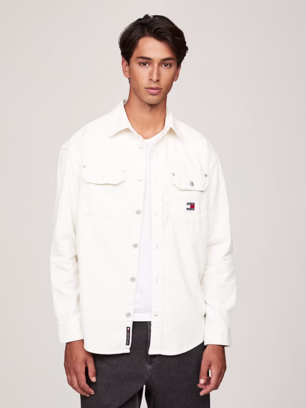 Tommy Hilfiger Ανδρικό Μακρυμάνικο Πουκάμισο Tjm Rlx Cord Shirt Ext DM0DM20671-YBH Ancient White