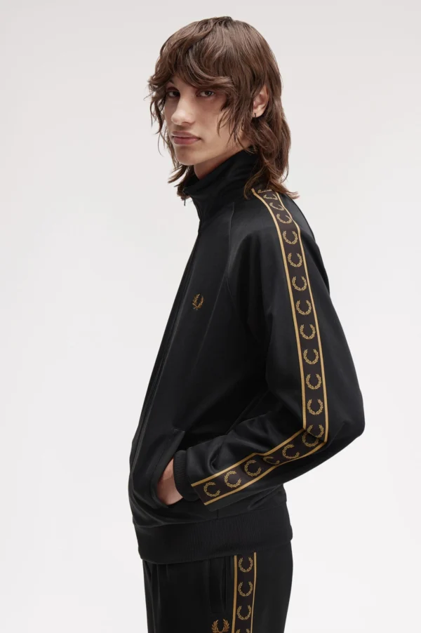 Fred Perry Ανδρική Ζακέτα Contrast Tape Track Jacket J5557-S77 Black/Shadedston - Image 2