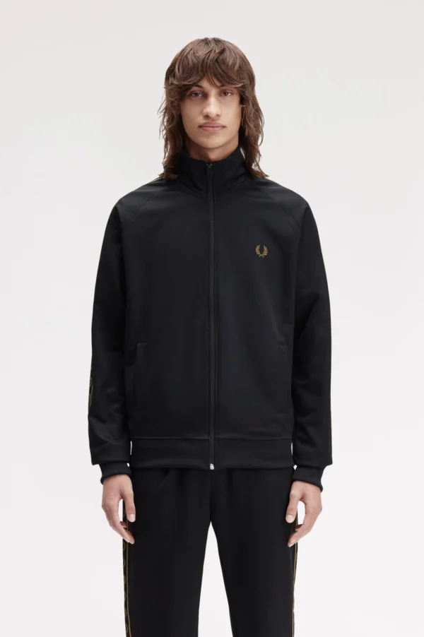 Fred Perry Ανδρική Ζακέτα Contrast Tape Track Jacket J5557-S77 Black/Shadedston