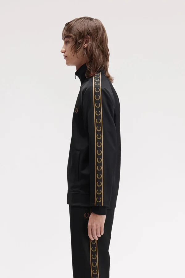 Fred Perry Ανδρική Ζακέτα Contrast Tape Track Jacket J5557-S77 Black/Shadedston - Image 3