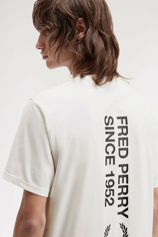 Fred Perry Ανδρική Κοντομάνικη Μπλούζα Bold Branding T-shirt M1303-129 Snow White - Image 3