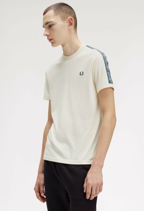 Fred Perry Ανδρική Κοντομάνικη Μπλούζα Contrast Tape Ringer T-shirt M4613-729 Ecru/Navy - Image 2