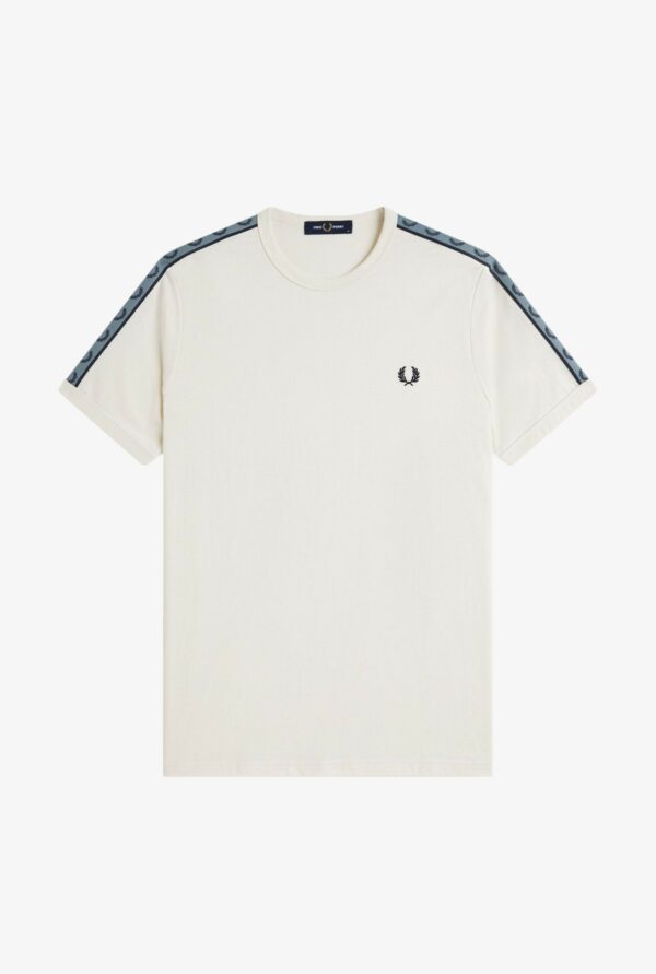 Fred Perry Ανδρική Κοντομάνικη Μπλούζα Contrast Tape Ringer T-shirt M4613-729 Ecru/Navy - Image 5