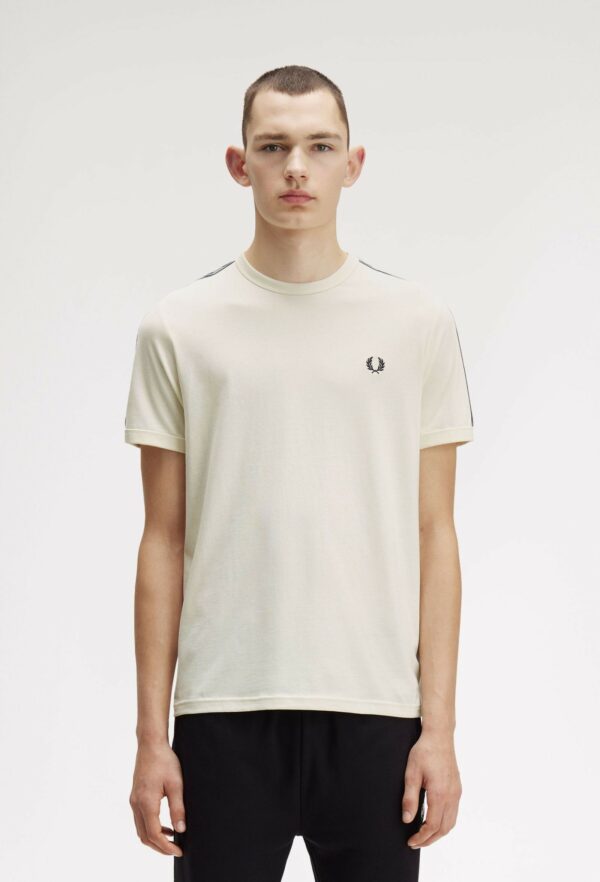 Fred Perry Ανδρική Κοντομάνικη Μπλούζα Contrast Tape Ringer T-shirt M4613-729 Ecru/Navy