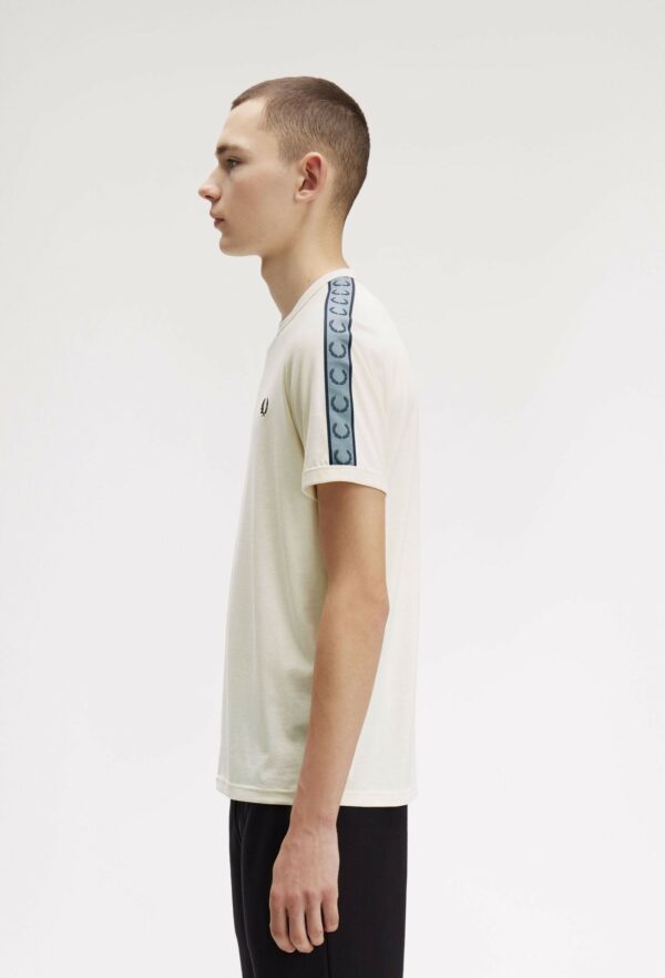 Fred Perry Ανδρική Κοντομάνικη Μπλούζα Contrast Tape Ringer T-shirt M4613-729 Ecru/Navy - Image 6