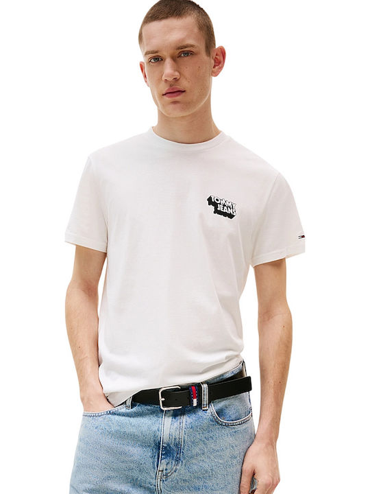 Tommy Hilfiger Ανδρική Κοντομάνικη Μπλούζα T-shrirt Tjm Slim Stack Logo Tee Ext DM0DM21539-YBL Ecru