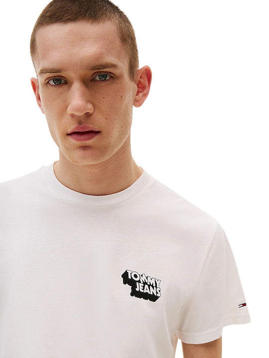 Tommy Hilfiger Ανδρική Κοντομάνικη Μπλούζα T-shrirt Tjm Slim Stack Logo Tee Ext DM0DM21539-YBL Ecru - Image 2