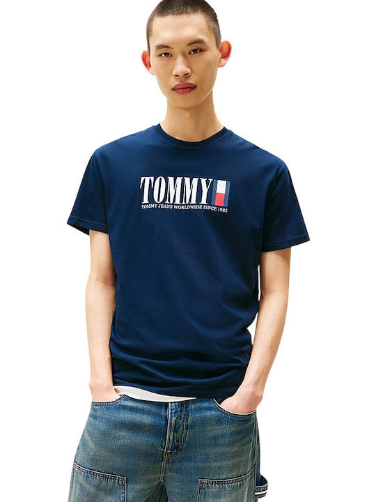 Tommy Hilfiger Ανδρική Κοντομάνικη Μπλούζα T-shirt Tjm Reg Tommy Dna Flag Tee Ext DM0DM21941-C1G Dark Night Navy
