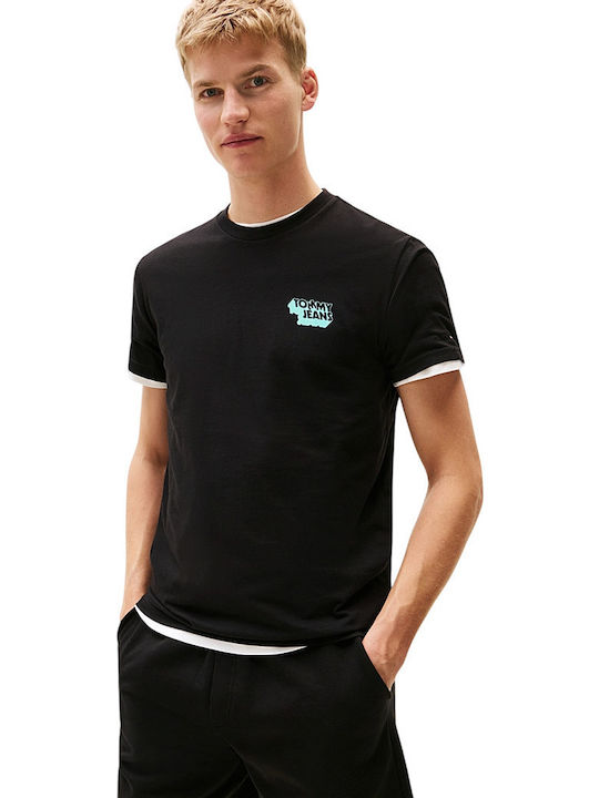 Tommy Hilfiger Ανδρική Κοντομάνικη Μπλούζα T-shrirt Tjm Slim Stack Logo Tee Ext DM0DM21539-BDS Black