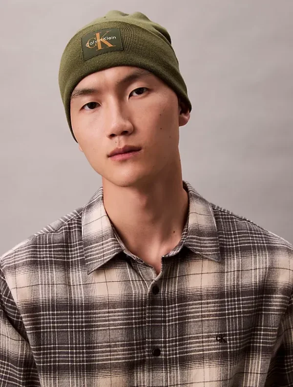 Calvin Klein Ανδρικός Σκούφος Monologo Patch Beanie LV04D8088G-LLP Thyme - Image 4