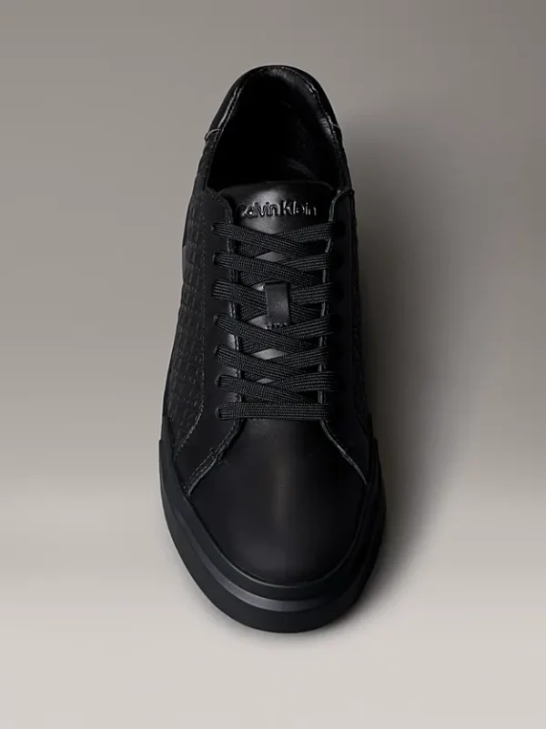 Calvin Klein Ανδρικά Παπούτσια Sneakers Chunky Cupsole Laceup Lth Aop YM0YM01383-0GJ Triple Black - Image 4