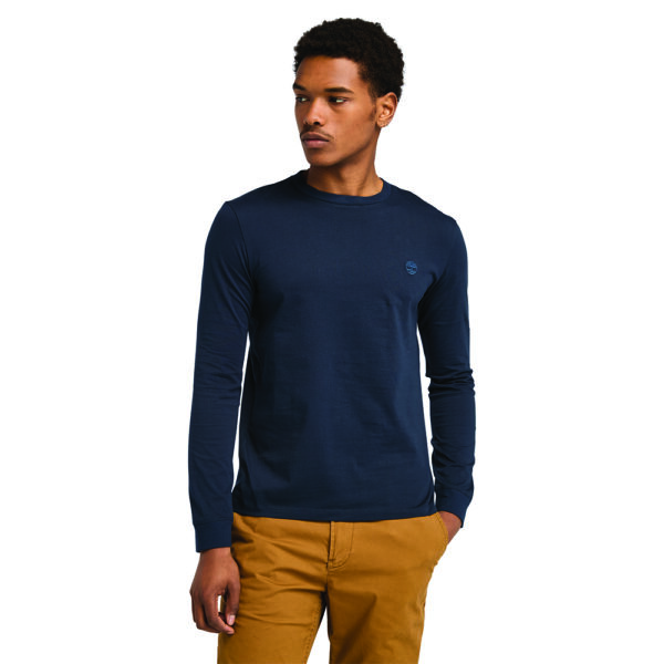 Timberland Ανδρική Μακρυμάνικη Μπλούζα LS Dunstan River Jersey Crew Tee Slim TB0A2BQ3-Z02 Dark Sapphire/Dark Denim