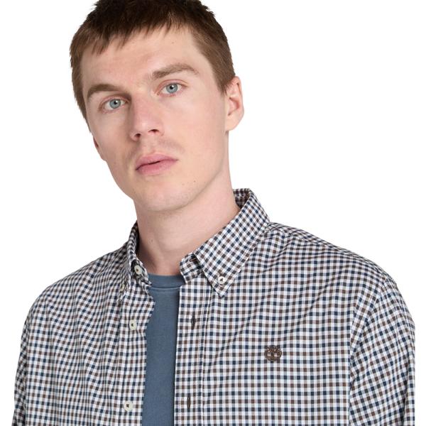 Timberland Ανδρικό Μακρυμάνικο Πουκάμισο Stretch Poplin Gingham Shirt TB0A5M2E-G56 Chocolate Brown Yd - Image 2