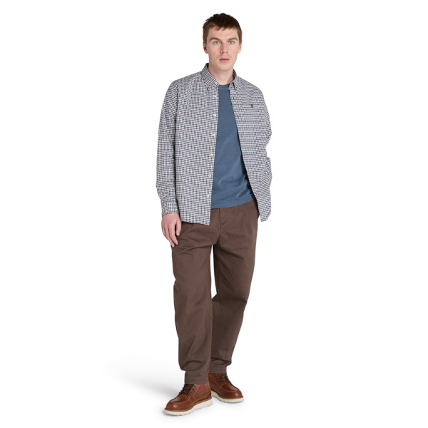 Timberland Ανδρικό Μακρυμάνικο Πουκάμισο Stretch Poplin Gingham Shirt TB0A5M2E-G56 Chocolate Brown Yd