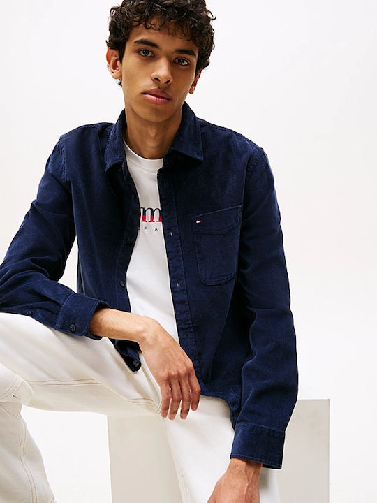 Tommy Hilfiger Ανδρικό Μακρυμάνικο Πουκάμισο Tjm Reg Baby Cord Shirt Ext DM0DM22021-C1G Dark Night Navy - Image 3