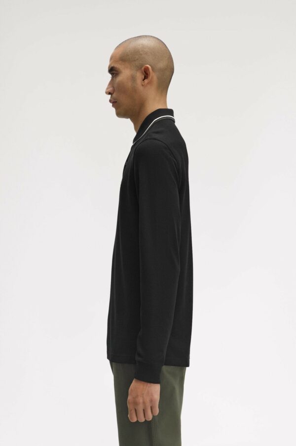 Fred Perry Ανδρική Μακρυμάνικη Μπλούζα Ls Twin Tipped Fp Shirt M3636-W54 Black / Ecru / Laurel Wreath Green - Image 6