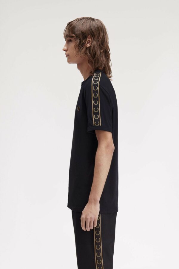 Fred Perry Ανδρική Κοντομάνικη Μπλούζα Contrast Tape Ringer T-Shirt M4613-S77 Black/Shaded Stone - Image 2