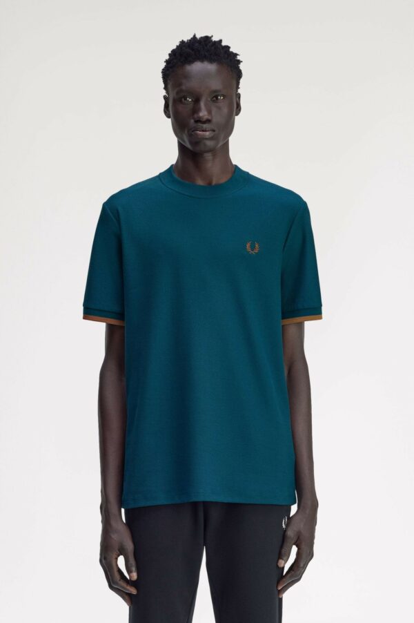 Fred Perry Ανδρικό Κοντομάνικη Μπλούζα Tipped Cuff Pique T-Shirt M4654-Z23 Dark Petrol