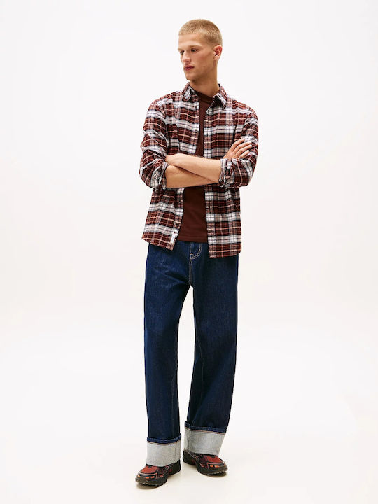 Tommy Hilfiger Ανδρικό Μακρυμάνικο Πουκάμισο Tjm Reg Flannel Check Shirt Ext DM0DM22024-GS7 Rich Brown/Big Check - Image 2