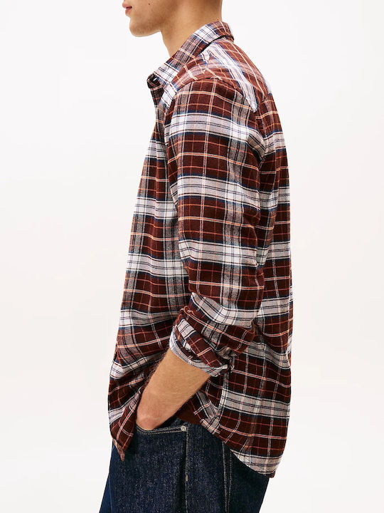 Tommy Hilfiger Ανδρικό Μακρυμάνικο Πουκάμισο Tjm Reg Flannel Check Shirt Ext DM0DM22024-GS7 Rich Brown/Big Check - Image 4