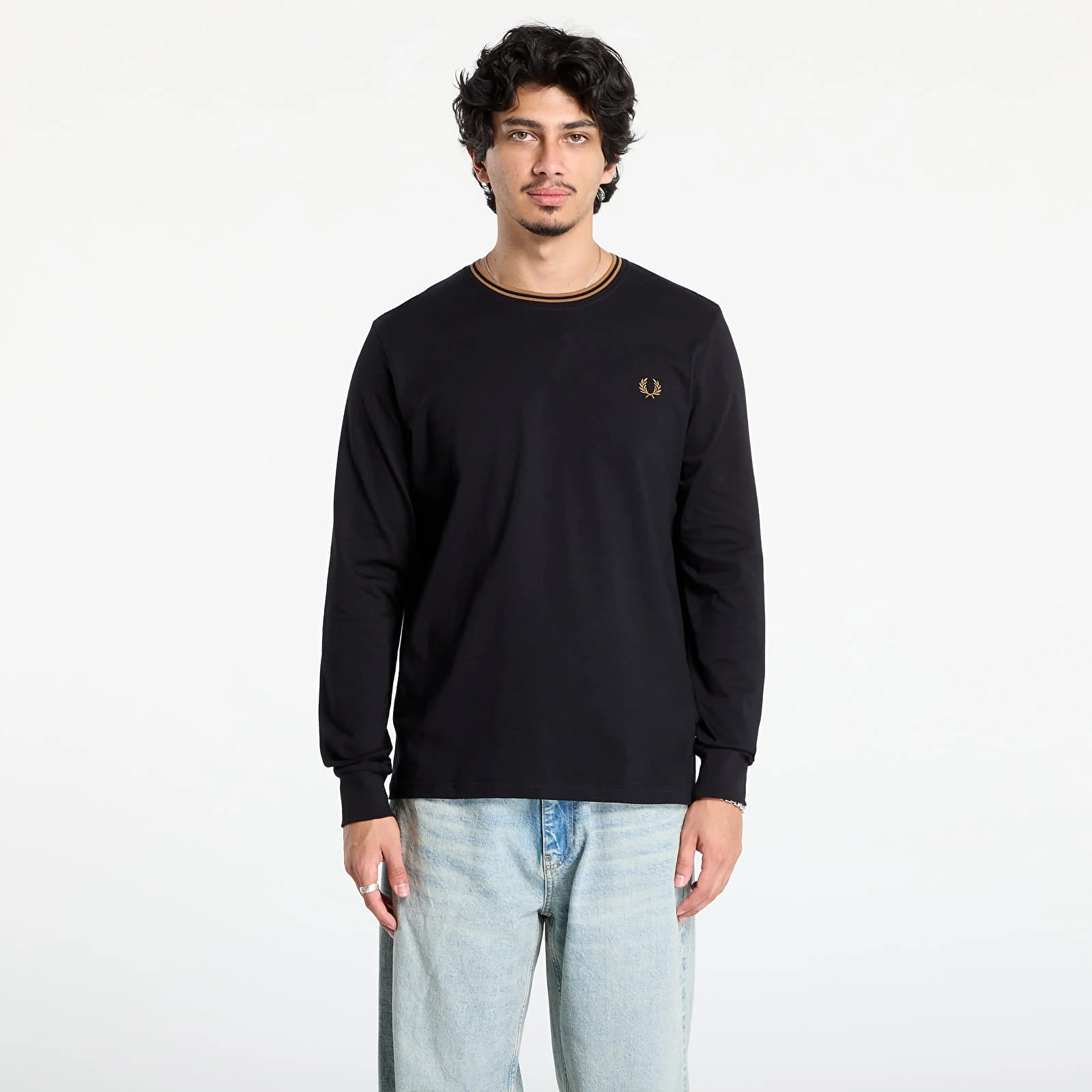 Fred Perry Ανδρική Μακρυμάνικη Μπλούζα Ls Twin Tipped T-shirt M9602-184 Black
