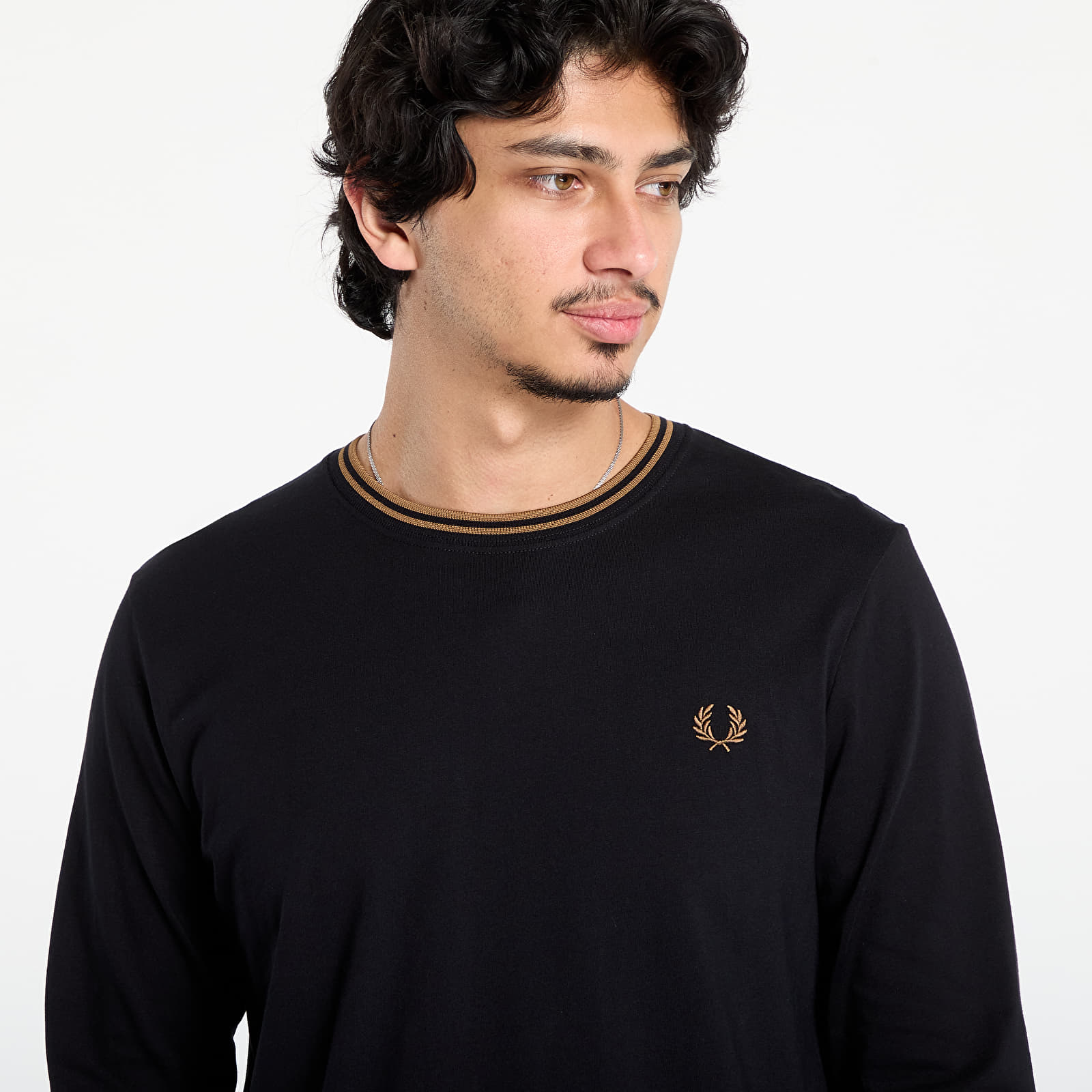 Fred Perry Ανδρική Μακρυμάνικη Μπλούζα Ls Twin Tipped T-shirt M9602-184 Black - Image 2