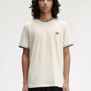 Fred Perry Ανδρική Κοντομάνικη Μπλούζα Twin Tipped T-shirt M1588V-Z46 Ecru / Court Blue / Oxblood