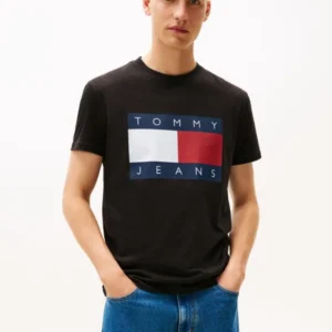Tommy Jeans Ανδρική Κοντομάνικο T-shirt Tjm Red Big Flag Ss Tee Ext DM0DM22645-BDS Black