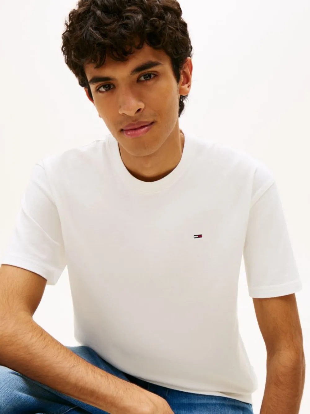 Tommy Jeans Ανδρικό Κοντομάνικο T-shirt Tjm Rlx Sflag Ss Tee DM0DM22507-YBL Ecru - Image 2